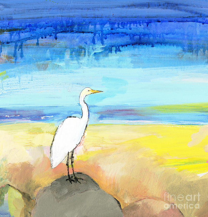 White Egret  Painting by Sue Zipkin