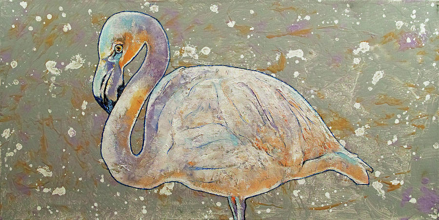 Flamingo Painting - White Flamingo by Michael Creese