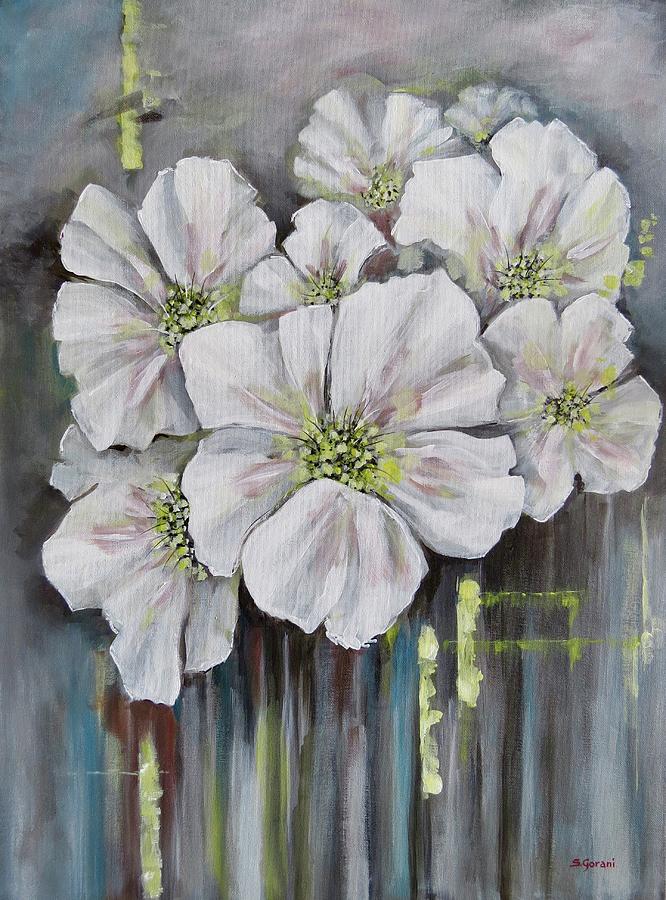 White Flower Painting by Geni Gorani