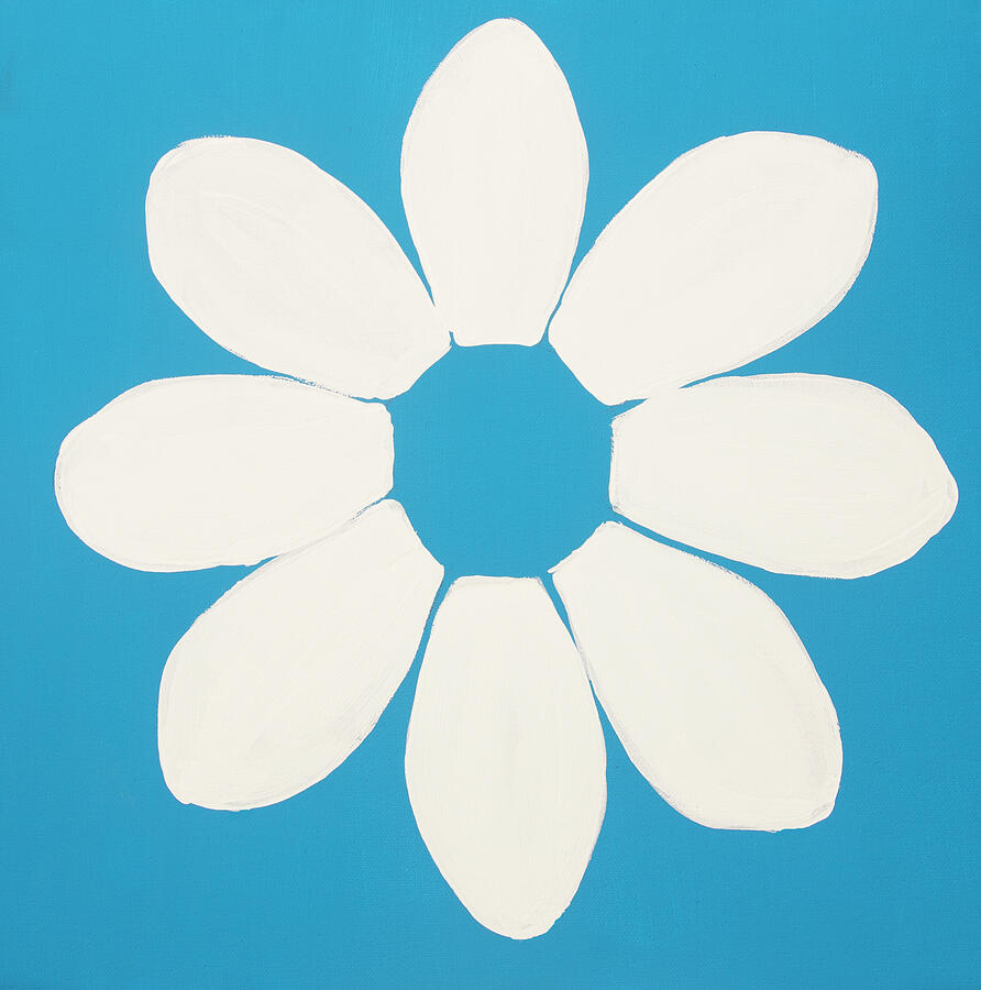 White flower on blue background Painting by Irina Afonskaya