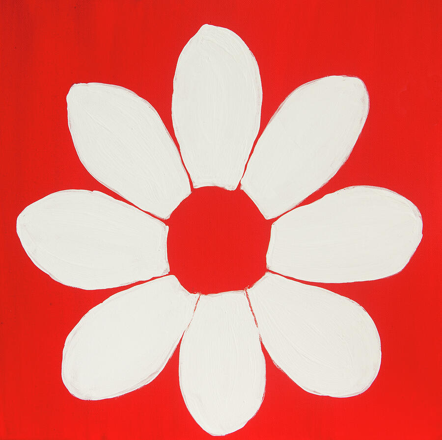 White flower on red background painting Painting by Irina Afonskaya