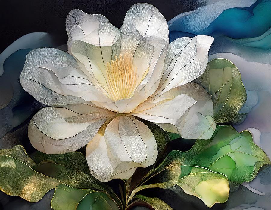 White Flower Mixed Media by Susan Rydberg