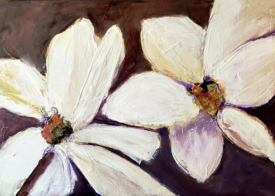 White Flowers Abstract Painting by Sharon Williams Eng