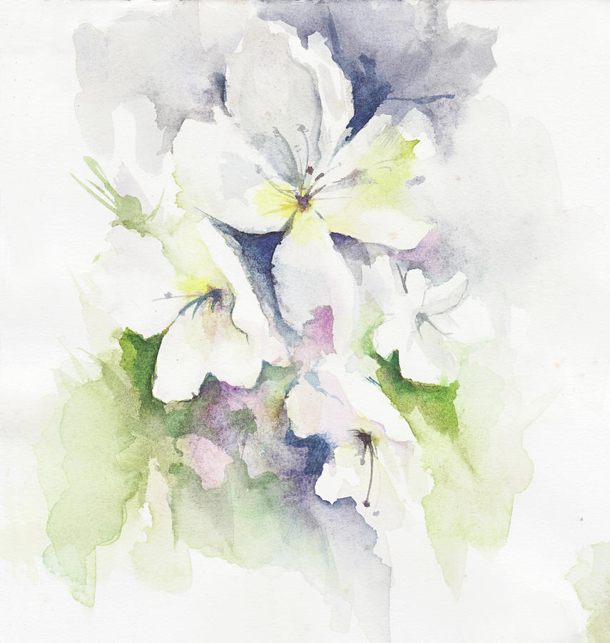 White Flowers Painting By Ioana Cretu - Fine Art America