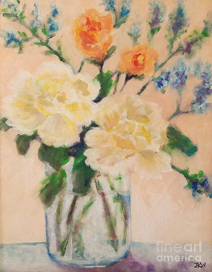White Flowers Painting by Judith Whittaker