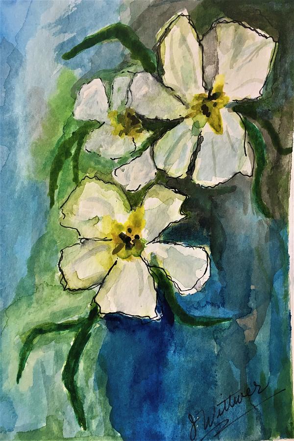 White Flowers Painting by Julie Wittwer