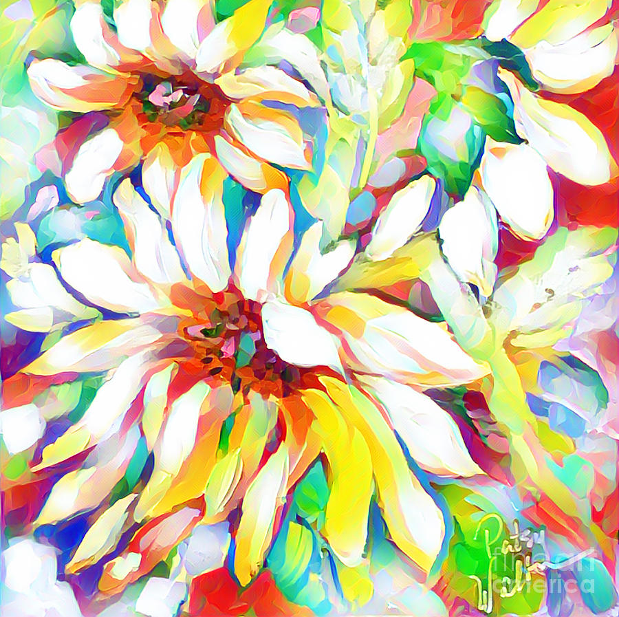 White Flowers Painting by Patsy Walton