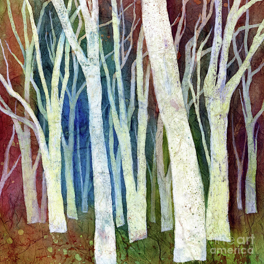 Tree Painting - White Forest I - Abstract Trees by Hailey E Herrera