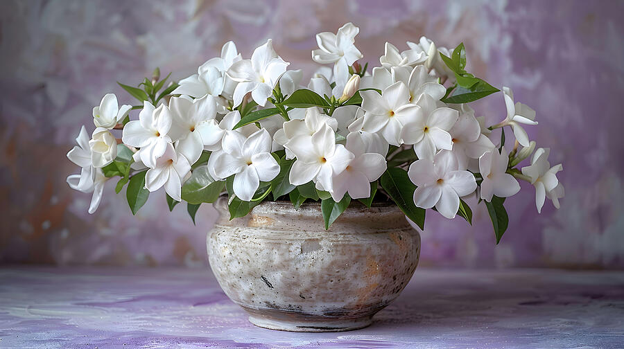 Vase Digital Art - White Gardenias by Mia Thompson Vase Digital Art - White Gardenias by Mia Thompson