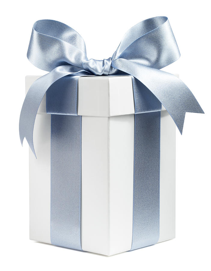 White Gift Wrapped in Silver Ribbon Photograph by Lauren Burke