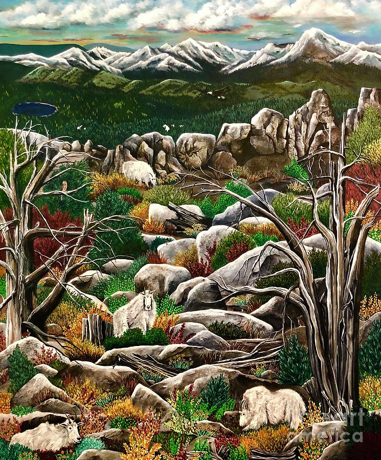White Goats of Mount Ireland Painting by Jennifer Lake
