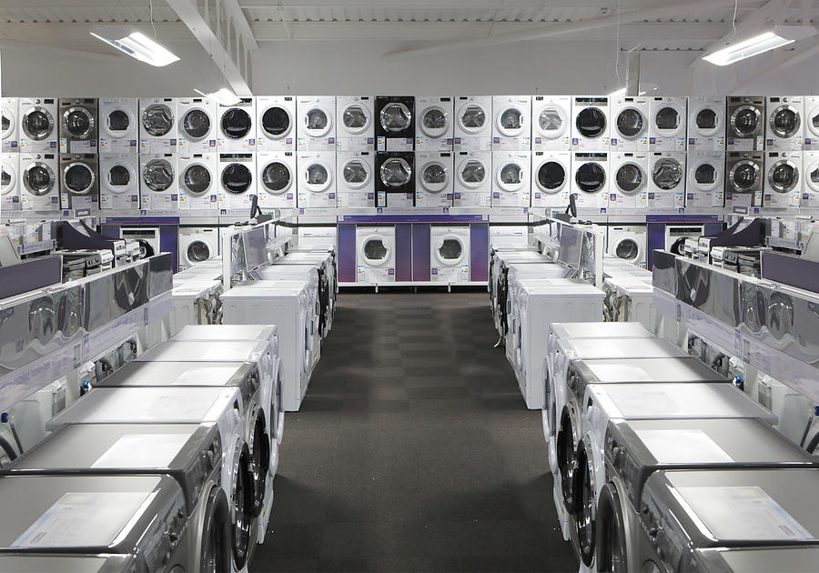 White goods in electrical shop Photograph by Peter Cade