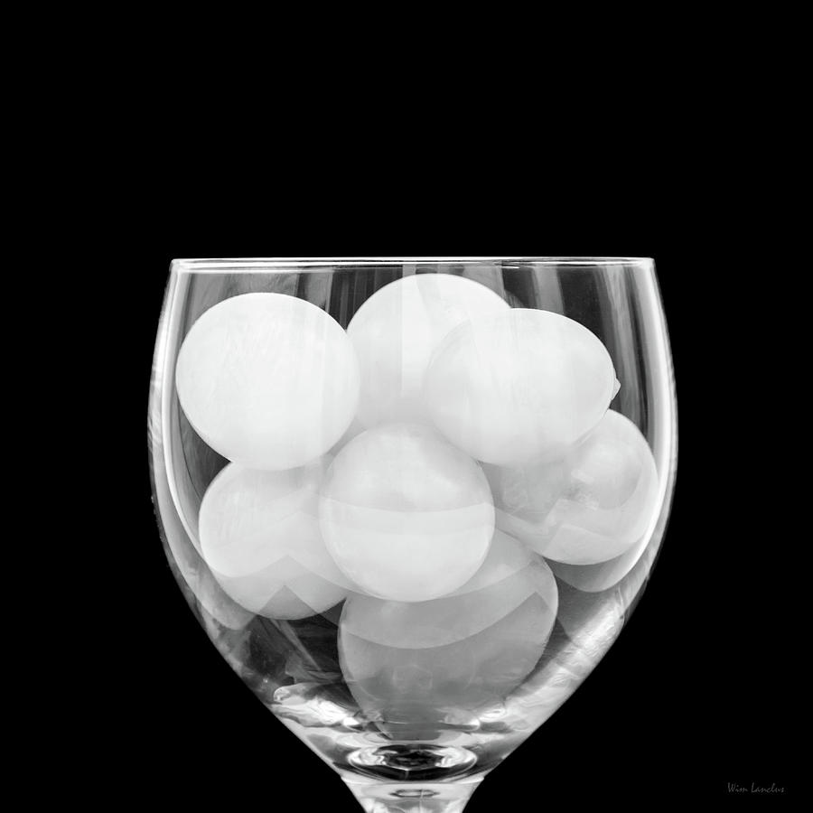 White Grapes in Glass on Black Photograph by Wim Lanclus