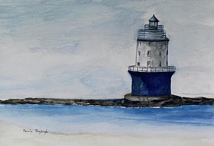 White Harbor of Refuge Lighthouse Painting by Paula Pagliughi