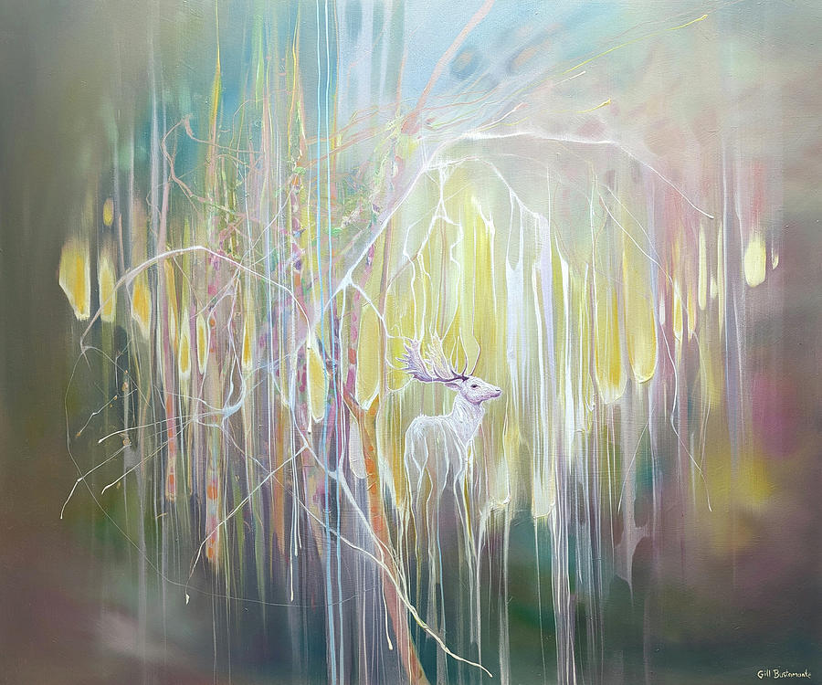White Hart Appearing  Painting by Gill Bustamante
