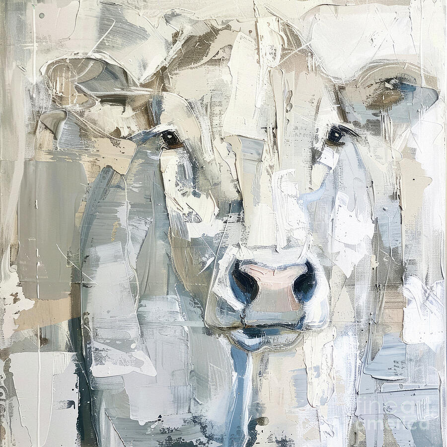 White Heifer Painting by Tina LeCour