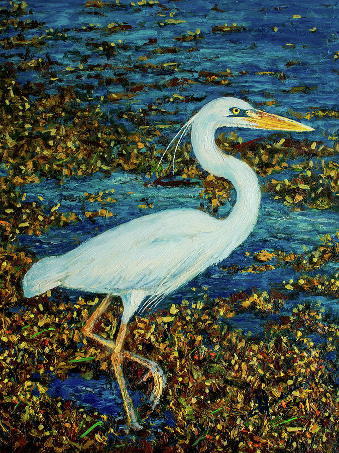 White heron Painting by Manuel Lopez - Fine Art America