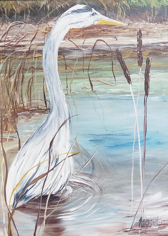 White Heron Painting by Peggy Duff - Fine Art America