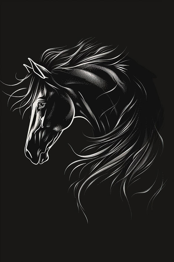 White Highlighted Horse Digital Art by Athena Mckinzie