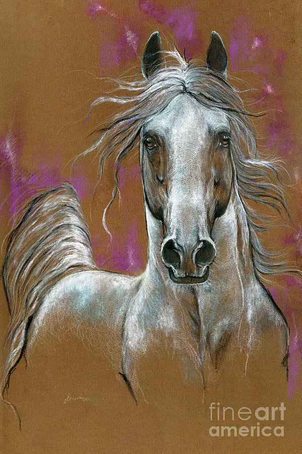 White horse 2020 10 19 Pastel by Ang El