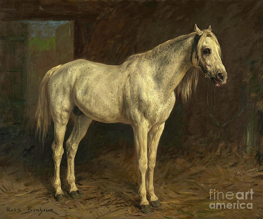 Rosa Bonheur Painting - White Horse by Rosa Bonheur by Sad Hill - Bizarre Los Angeles Archive