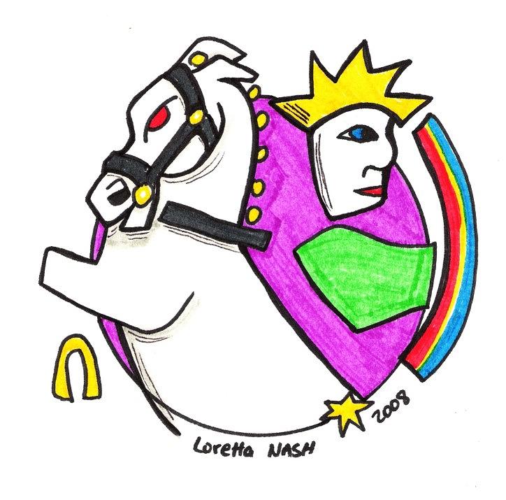 White Horse Man Drawing by Loretta Nash