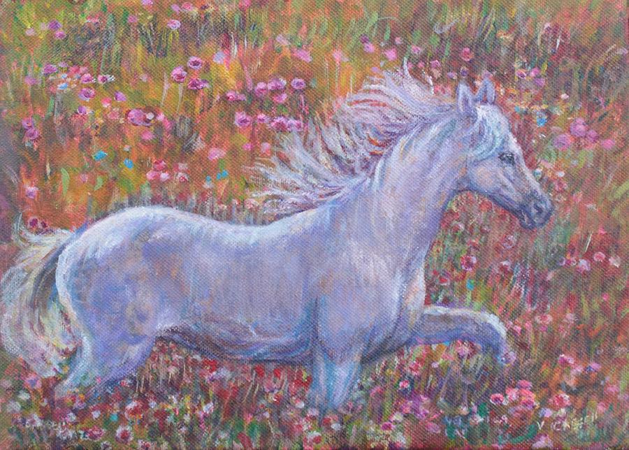 White Horse Running  Painting by Veronica Cassell vaz
