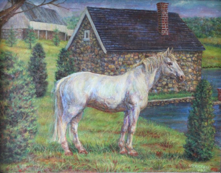White Horse Painting by Veronica Cassell vaz