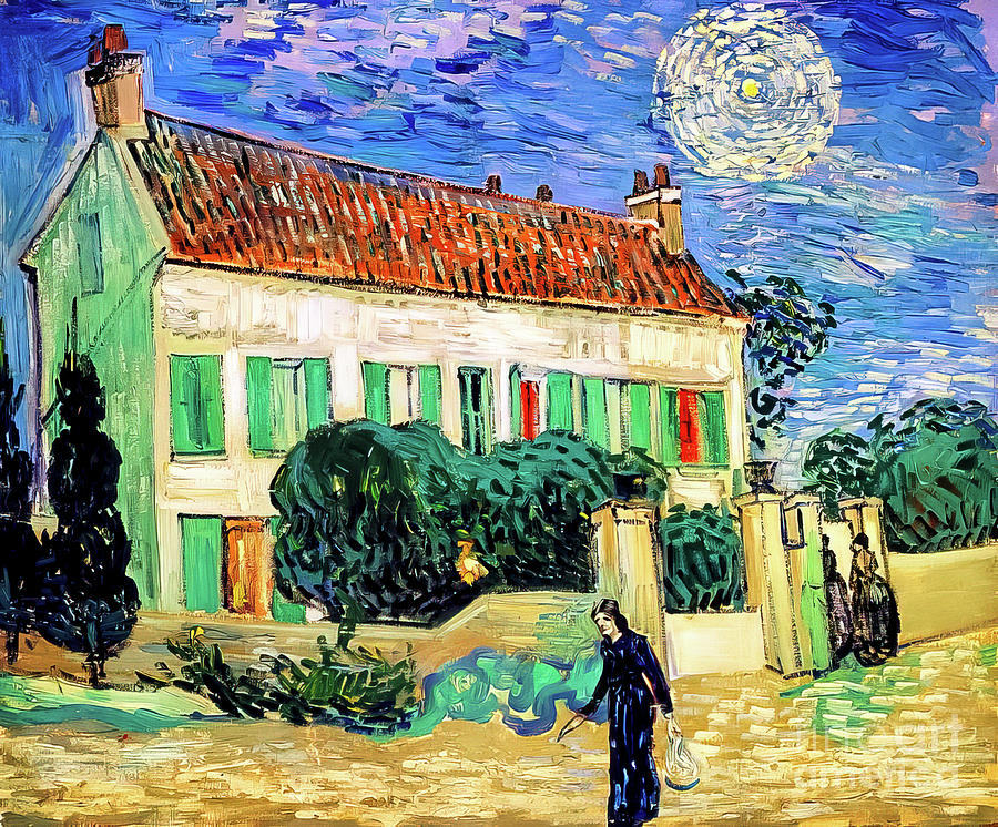White House at Night by Vincent Van Gogh 1890 Painting by Vincent Van Gogh