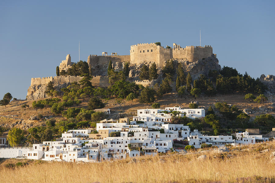 White houses below the acropolis, Lindos, Rhodes Photograph by David C Tomlinson