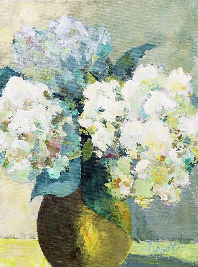 White Hydrangeas Painting by Cindy Hawkes | Fine Art America