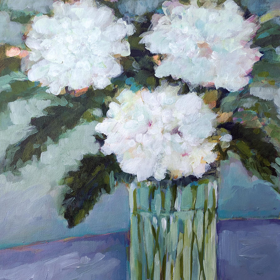 White Hydrangeas Painting by Filomena Booth