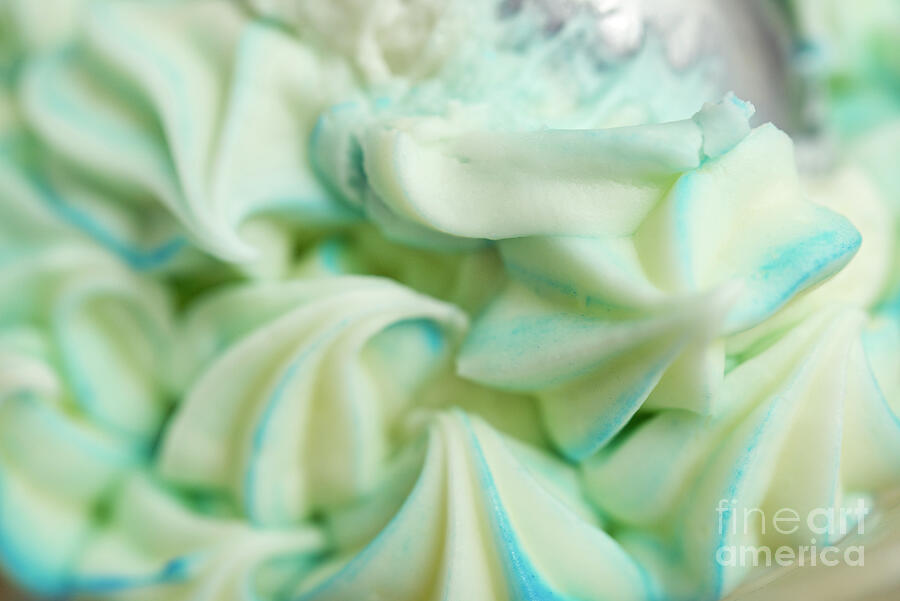 White Icing With Blue Stripes Photograph