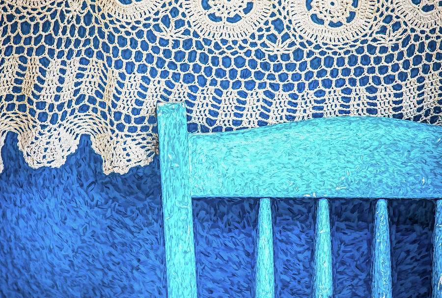 White Lace and Blue Chair Photograph by David Letts
