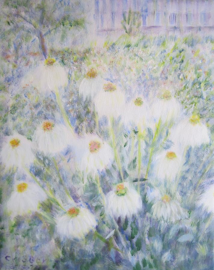 White Landscaping Flowers at the Old State Capital Painting by Glenda Crigger