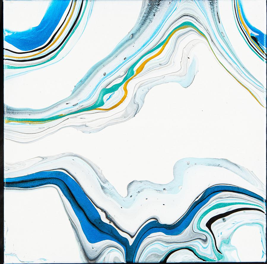 White Lane - Colorful Flowing Liquid Marble Abstract Contemporary Acrylic Painting Digital Art by Sambel Pedes