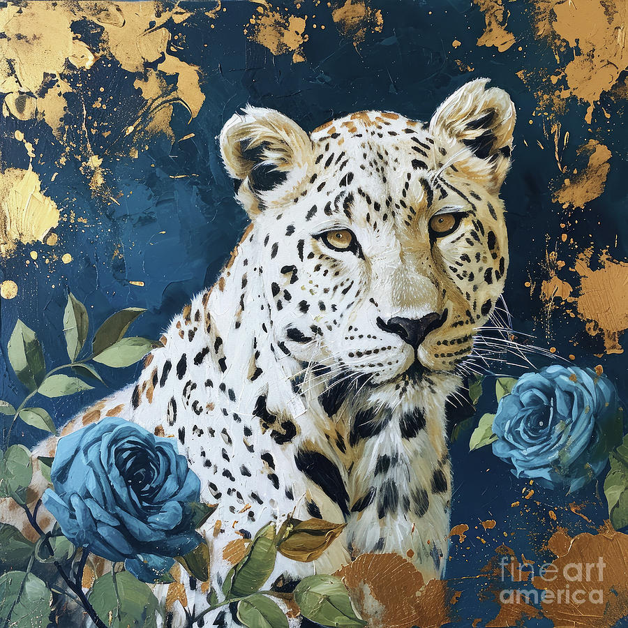 Cat Painting - White Leopard by Tina LeCour