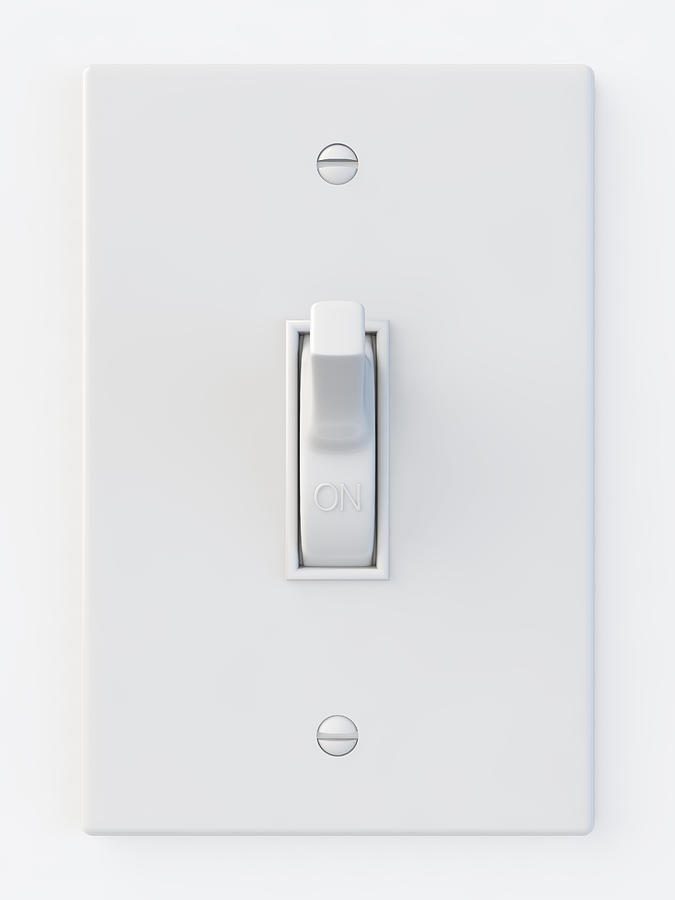 White light switch in the on position Photograph by Alikemalkarasu