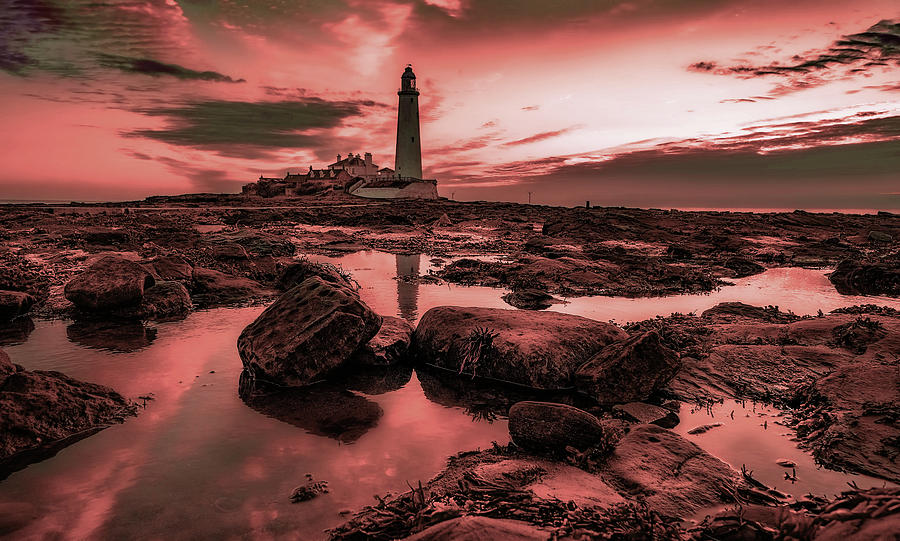 White Lighthouse During Golden Hour - Surreal Art By Ahmet Asar Digital Art
