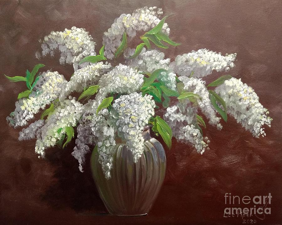 White Lilacs Painting by Lee Piper