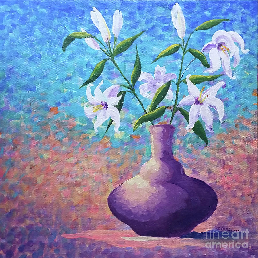 White Lilies Painting by Dipali Shah