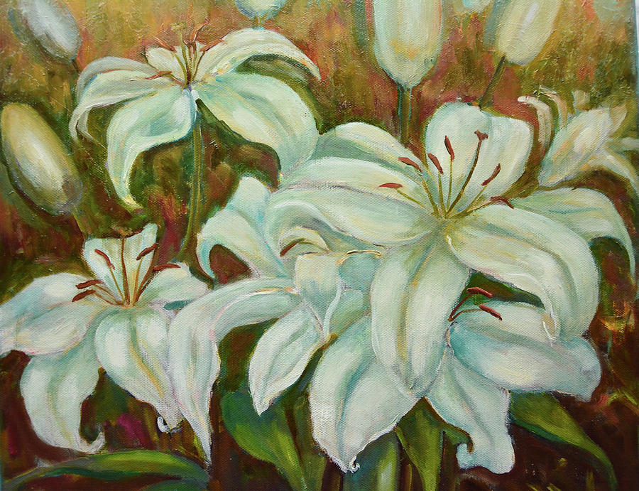 White lilies Painting by Olga Belash-Karasjova - Fine Art America