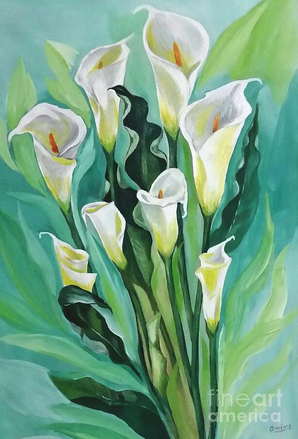 White Lilies Painting by Omima Aboelnasr - Fine Art America