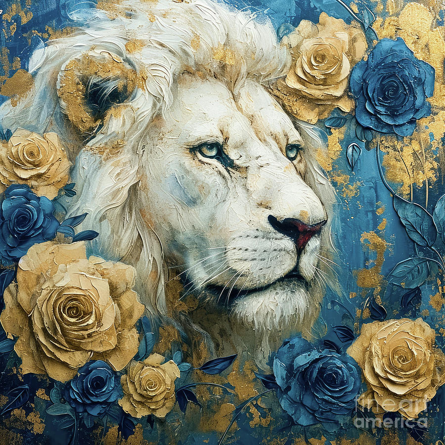 White Lion Painting by Tina LeCour