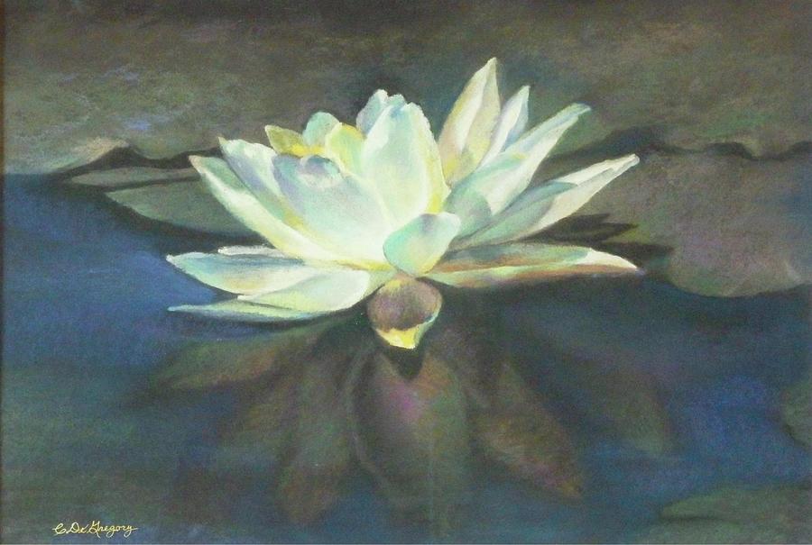 White Lotus In The Moonlight Painting by Anne Scardigli - Fine Art America