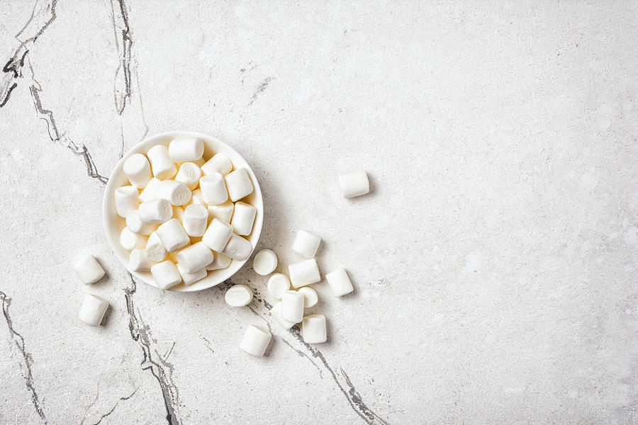 White marshmallow in bowl for roasting and hot chocolate Photograph by Victoriya89