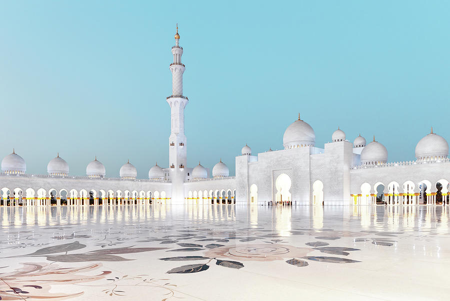 White Mosque - Sheikh Zayed Nightfall Photograph by Philippe HUGONNARD