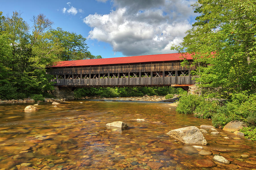 White Mountain National Forest Lower Falls Albnay Covered Bridge Photograph by Juergen Roth