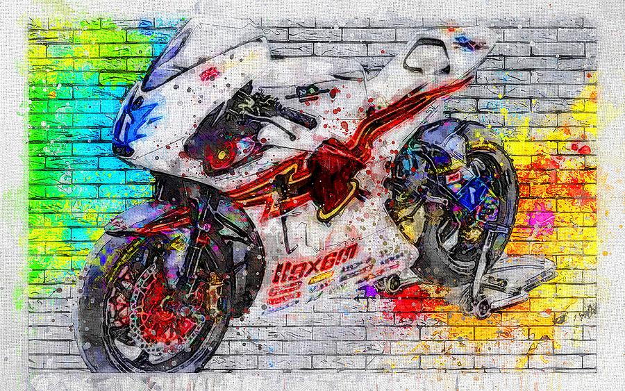 White Mugen Shinden Motorcycle Drawing by Leonardo Lillian | Fine Art ...