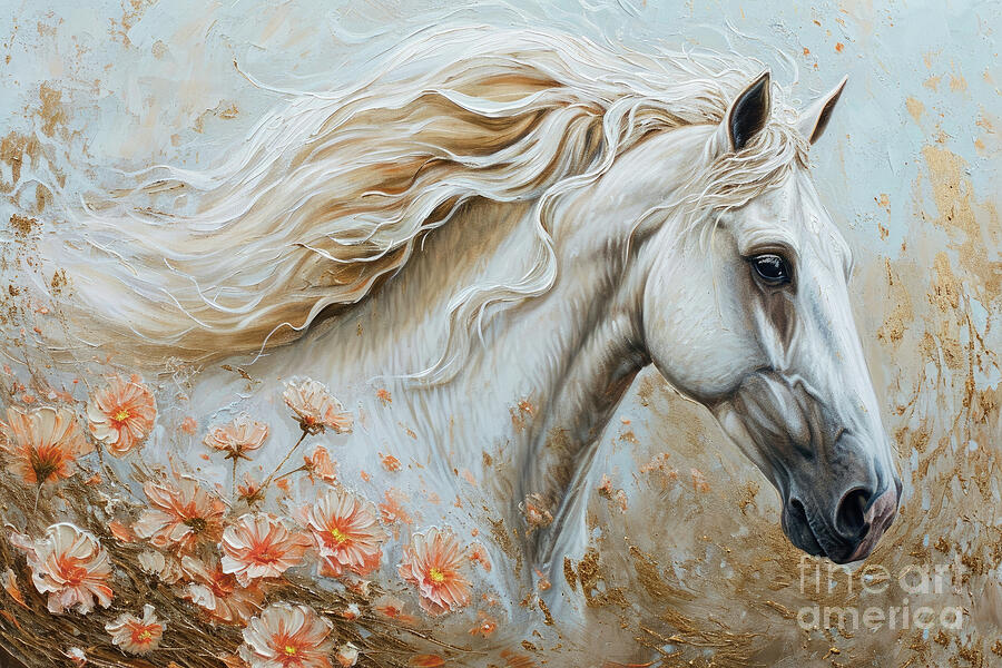 Horse Painting - White Mustang by Tina LeCour